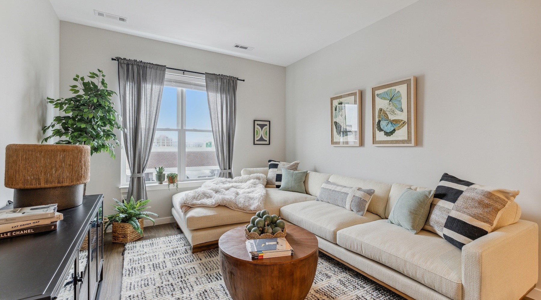 living room with couch and coffee table